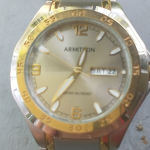 men's armitron watch in gold and silver
